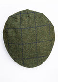 Green checkered flat cap on a white background