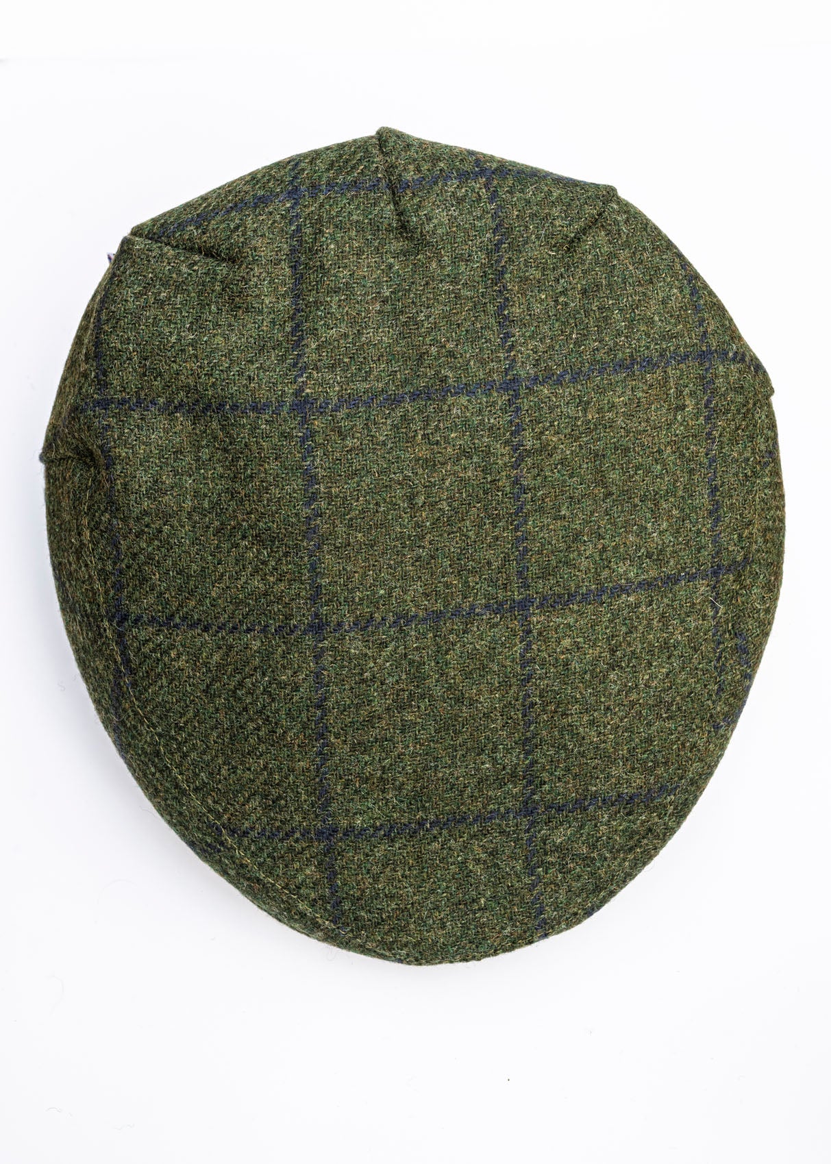 Green checkered flat cap on a white background