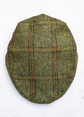 Green checkered flat cap on a white background